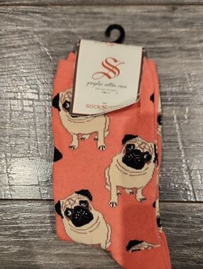 NWT Sock Smith Women's Pink Pug Socks OSFM